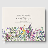 Waterverf Wildbloemen Cream Paars Wedding Gastenboek (Voorkant)