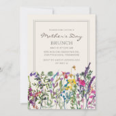 Waterverf Wildbloemen Cream Paarse Moederdag Kaart (Voorkant)