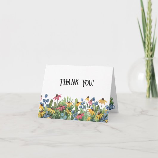 Waterverf Wildbloemen Dank u Wenskaart Kaart (Voorkant)