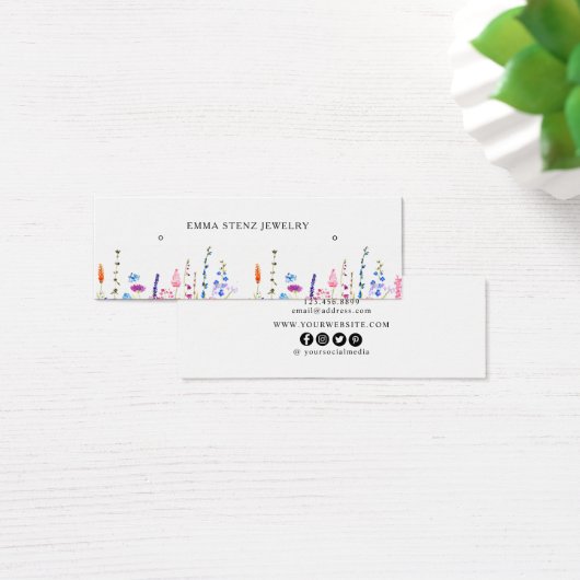 Waterverf Wildbloemen die Hoop Stud Mini Kaart ver (Bureau)