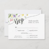 Waterverf Wildbloemen Dinner Choice Blue Wedding RSVP Kaartje (Voorkant)