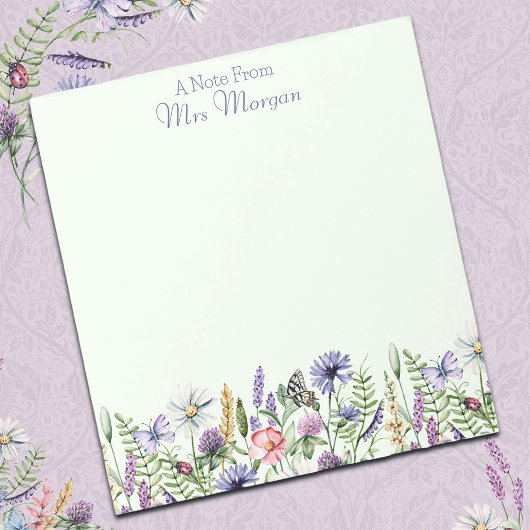 Waterverf Wildbloemen, een notitie van de leraar. Notitieblok