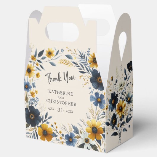 Waterverf Wildbloemen Elegant Beige Bruiloft Bedankdoosjes (Geopend)