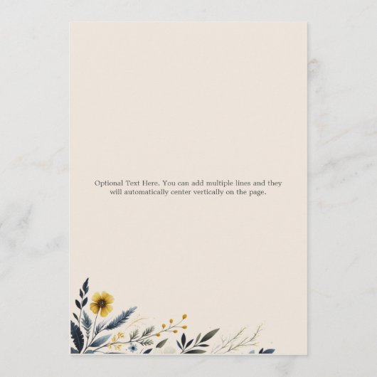 Waterverf Wildbloemen Elegant Beige Bruiloft Menu (Achterkant)