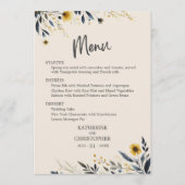 Waterverf Wildbloemen Elegant Beige Bruiloft Menu (Voorkant)