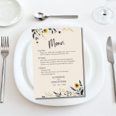 Waterverf Wildbloemen Elegant Beige Bruiloft Menu
