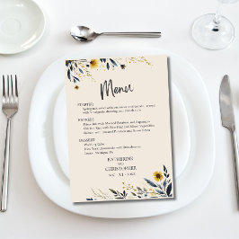 Waterverf Wildbloemen Elegant Beige Bruiloft Menu