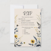 Waterverf Wildbloemen Elegant Beige Bruiloft RSVP Kaartje (Voorkant)