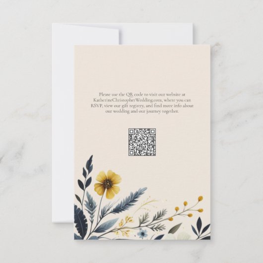 Waterverf Wildbloemen Elegant Beige Bruiloft RSVP Kaartje (Achterkant)