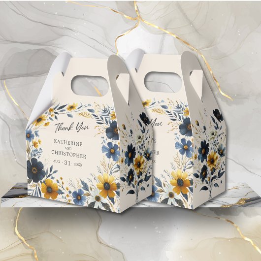 Waterverf Wildbloemen Elegant Beige Grote Bruiloft Bedankdoosjes