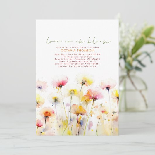 Waterverf Wildbloemen Elegant Boho Vrijgezellenfee Kaart (Staand voorkant)