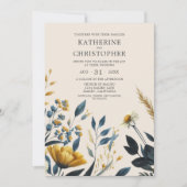 Waterverf Wildbloemen Elegant Floral Wedding Kaart (Voorkant)