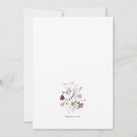 Waterverf Wildbloemen Elegante huwelijksuitnodigin Kaart (Achterkant)