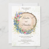 Waterverf Wildbloemen en Blueberry Rustic Wedding Kaart (Voorkant)