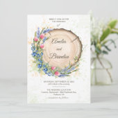 Waterverf Wildbloemen en Blueberry Rustic Wedding Kaart (Staand voorkant)