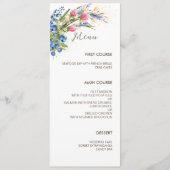 Waterverf Wildbloemen en Blueberry Rustic Wedding Menu (Voorkant)