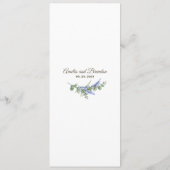 Waterverf Wildbloemen en Blueberry Rustic Wedding Menu (Achterkant)