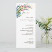 Waterverf Wildbloemen en Blueberry Rustic Wedding Menu (Staand voorkant)