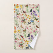 Waterverf Wildbloemen en Butterflies Floral Garden Bad Handdoek (Handdoek)