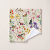 Waterverf Wildbloemen en Butterflies Floral Garden Bad Handdoek (Wasdoekje)