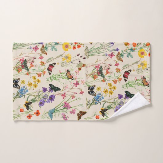 Waterverf Wildbloemen en Butterflies Floral Garden Bad Handdoek (Handdoek)