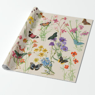 Waterverf Wildbloemen en Butterflies Floral Garden Cadeaupapier