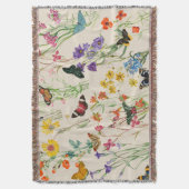 Waterverf Wildbloemen en Butterflies Floral Garden Deken (Voorkant Verticaal)