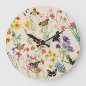 Waterverf Wildbloemen en Butterflies Floral Garden Grote Klok (Voorkant)