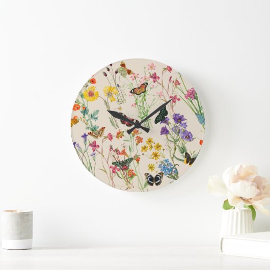 Waterverf Wildbloemen en Butterflies Floral Garden Grote Klok (Huis)