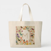 Waterverf Wildbloemen en Butterflies Floral Garden Grote Tote Bag (Achterkant)