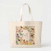 Waterverf Wildbloemen en Butterflies Floral Garden Grote Tote Bag (Voorkant)
