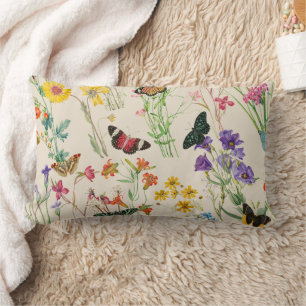 Waterverf Wildbloemen en Butterflies Floral Garden Kussen