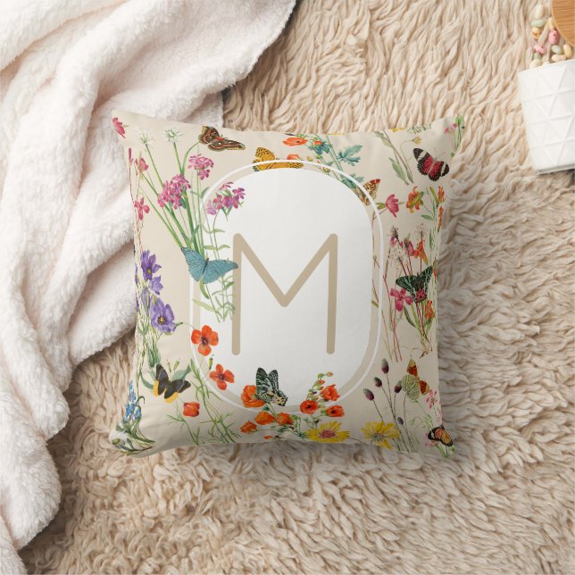Waterverf Wildbloemen en Butterflies Floral Garden Kussen (Deken)