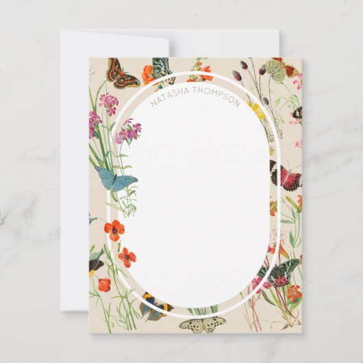 Waterverf Wildbloemen en Butterflies Floral Garden Notitiekaartje (Voorkant)