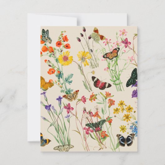 Waterverf Wildbloemen en Butterflies Floral Garden Notitiekaartje (Achterkant)