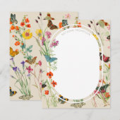 Waterverf Wildbloemen en Butterflies Floral Garden Notitiekaartje (Voorkant / Achterkant)