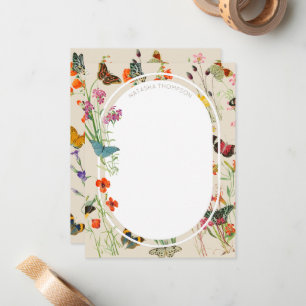 Waterverf Wildbloemen en Butterflies Floral Garden Notitiekaartje