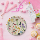 Waterverf Wildbloemen en Butterflies Floral Garden Papieren Bordje (Feest)