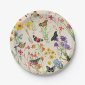 Waterverf Wildbloemen en Butterflies Floral Garden Papieren Bordje (Voorkant)