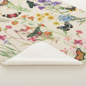 Waterverf Wildbloemen en Butterflies Floral Garden Sherpa Deken (3/4)