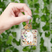 Waterverf Wildbloemen en Butterflies Floral Garden Sleutelhanger (Hand)