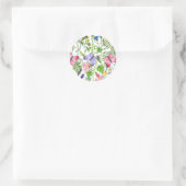 Waterverf Wildbloemen en Butterflies Kleurrijk Ronde Sticker (Tas)