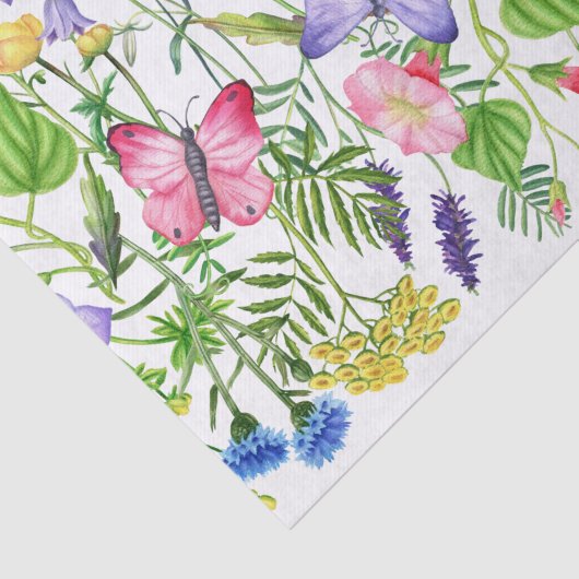 Waterverf Wildbloemen en Butterflies Kleurrijk Tissuepapier (Detail)