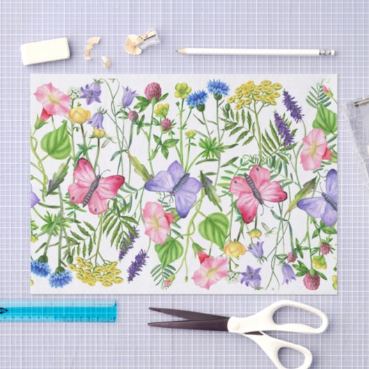 Waterverf Wildbloemen en Butterflies Kleurrijk Tissuepapier (Craft)