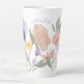 Waterverf Wildbloemen en honingbijen Aangepast Latte Mok (Voorkant)