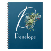 Waterverf Wildbloemen Eucalyptus initiaal blauw Notitieboek (Voorkant)