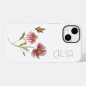 Waterverf Wildbloemen Floral Butterfly Name Case-Mate iPhone Case (Achterkant (horizontaal))