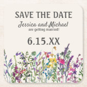 Waterverf Wildbloemen Floral Kartonnen Onderzetters (Voorkant)