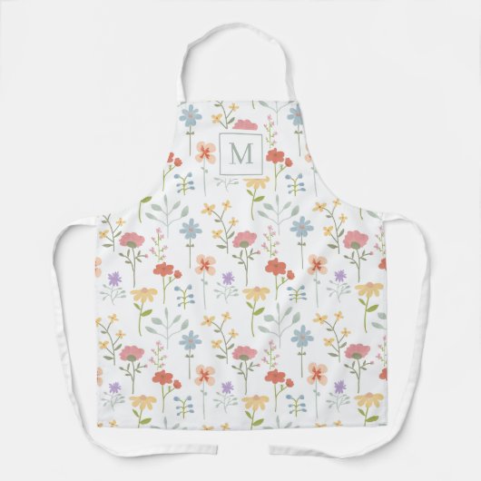 Waterverf Wildbloemen Floral Pattern Monogram Schort (Voorkant)