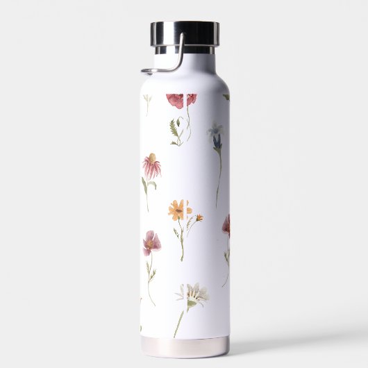Waterverf Wildbloemen Floral Pattern Monogram Waterfles (Rechts)
